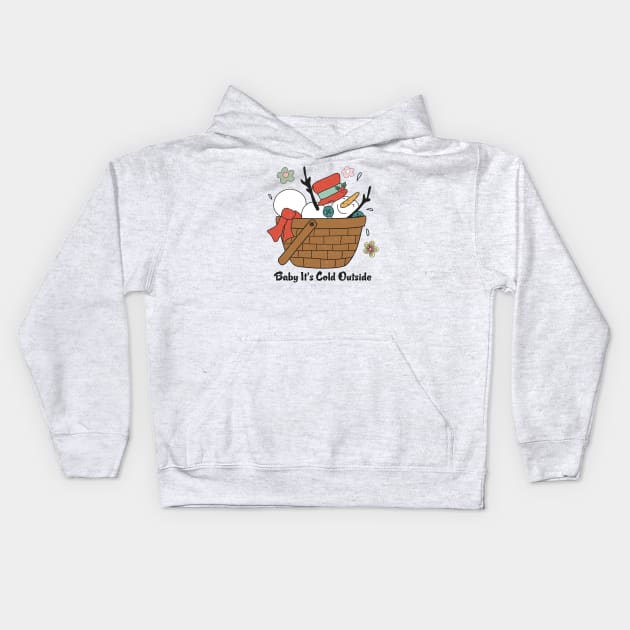 Baby Snowman It's Cold Outside Kids Hoodie by Pop Cult Store